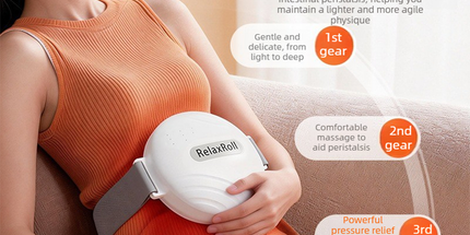 Abdominal Massager for Constipation and Menstrual Cramp Relief, Heating Belt for Stomach and Belly, Portable Warm Massage Device for Women