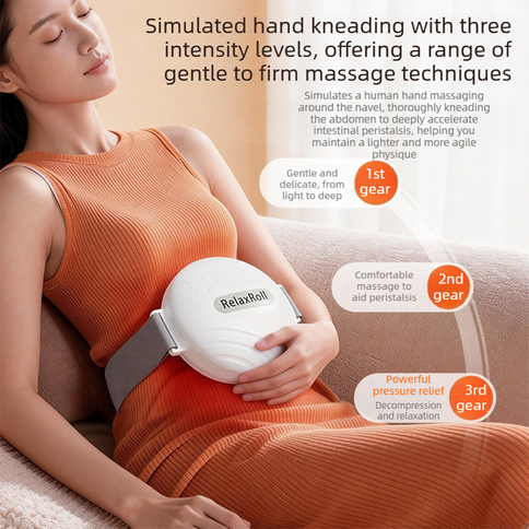 Abdominal Massager for Constipation and Menstrual Cramp Relief, Heating Belt for Stomach and Belly, Portable Warm Massage Device for Women