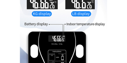 USB Rechargeable Smart Body Fat Scale Digital Bathroom Weight Scale Body Composition Analyzer with Smartphone App Sync-Black