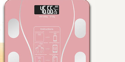USB Rechargeable Smart Body Fat Scale Digital Bathroom Weight Scale Body Composition Analyzer with Smartphone App Sync-Pink