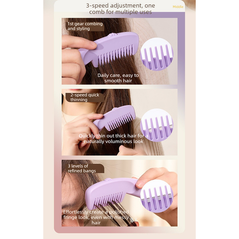 Hair Cutting Comb Dual Function Trimming Styling Comb for Home DIY Haircuts-purple