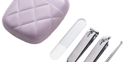 Portable Manicure Set 4 Pcs Nail Clipper Kit Nail Care Tools with Storage Case-purple