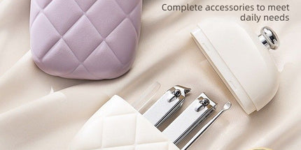 Portable Manicure Set 4 Pcs Nail Clipper Kit Nail Care Tools with Storage Case-purple