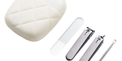 Portable Manicure Set 4 Pcs Nail Clipper Kit Nail Care Tools with Storage Case-white