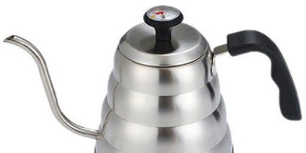 Gooseneck Kettle with Thermometer - 1.2L Pour Over Coffee & Tea Kettle,Stainless Steel Gooseneck Kettle Pot, Precision Pour Drip Spout, Suitable for All-Stoves-Silver