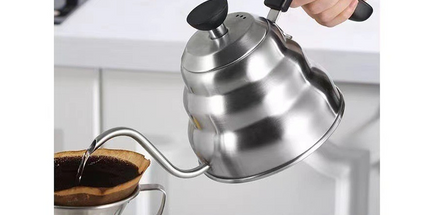 Gooseneck Kettle with Thermometer - 1.2L Pour Over Coffee & Tea Kettle,Stainless Steel Gooseneck Kettle Pot, Precision Pour Drip Spout, Suitable for All-Stoves-Silver