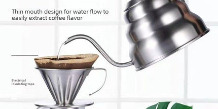 Gooseneck Kettle with Thermometer - 1.2L Pour Over Coffee & Tea Kettle,Stainless Steel Gooseneck Kettle Pot, Precision Pour Drip Spout, Suitable for All-Stoves-Silver