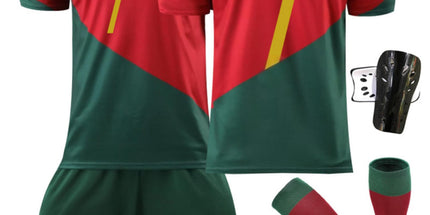 Unisex Kids 3‑Piece Football Jersey Set, Short Sleeve Soccer Outfit with Shorts and Socks for 140‑150cm Height Children