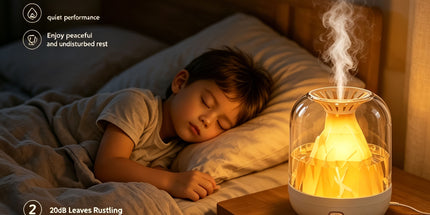 【900ML 3-in-1 Humidifier】 & Essential Oil Diffuser with Night Light, USB Powered Quiet Cool Mist Humidifier for Bedroom Office Home, Volcano Flame Effect Aromatherapy Humidifier, 36dB Low Noise, Large Capacity