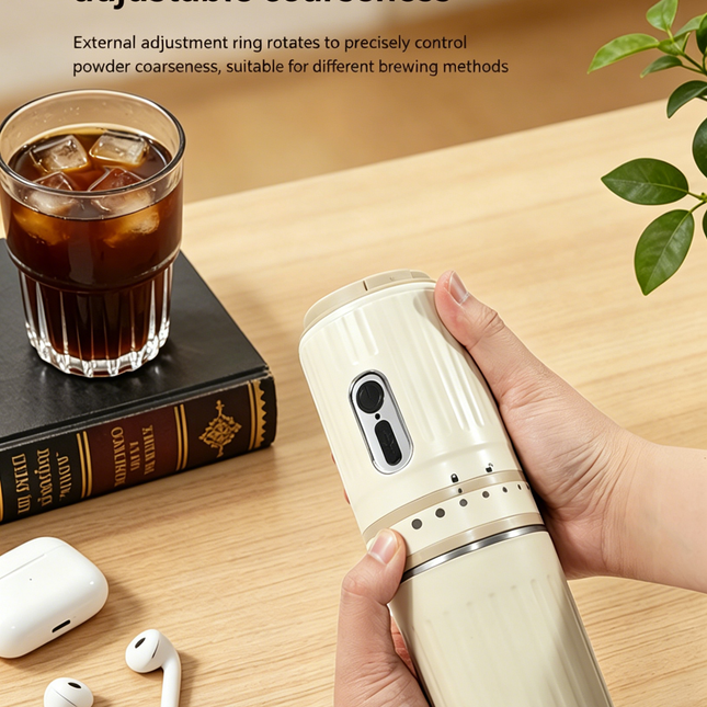 【Portable Electric Coffee Maker, All-in-One Grinder & Brewer with 7 External Adjustable Grind Settings, 1500mAh Rechargeable Battery, 304 Stainless Steel Cordless Drip Coffee Machine for Home Office Travel Camping】