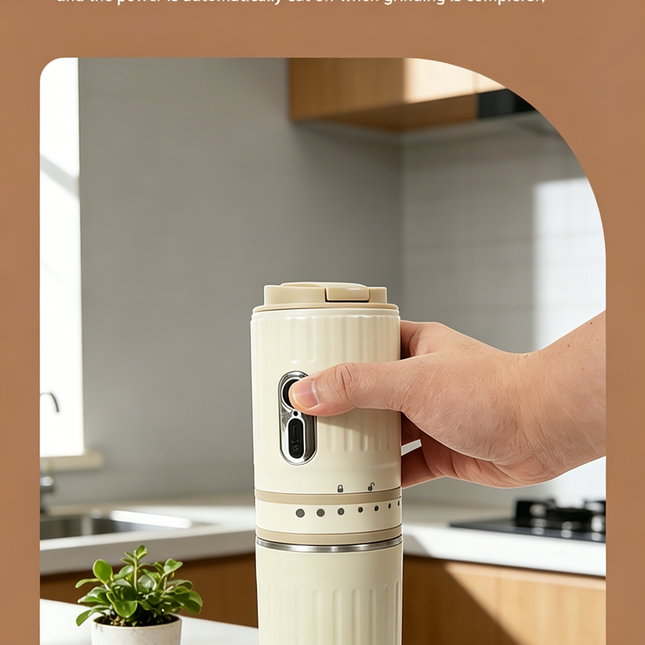 【Portable Electric Coffee Maker, All-in-One Grinder & Brewer with 7 External Adjustable Grind Settings, 1500mAh Rechargeable Battery, 304 Stainless Steel Cordless Drip Coffee Machine for Home Office Travel Camping】