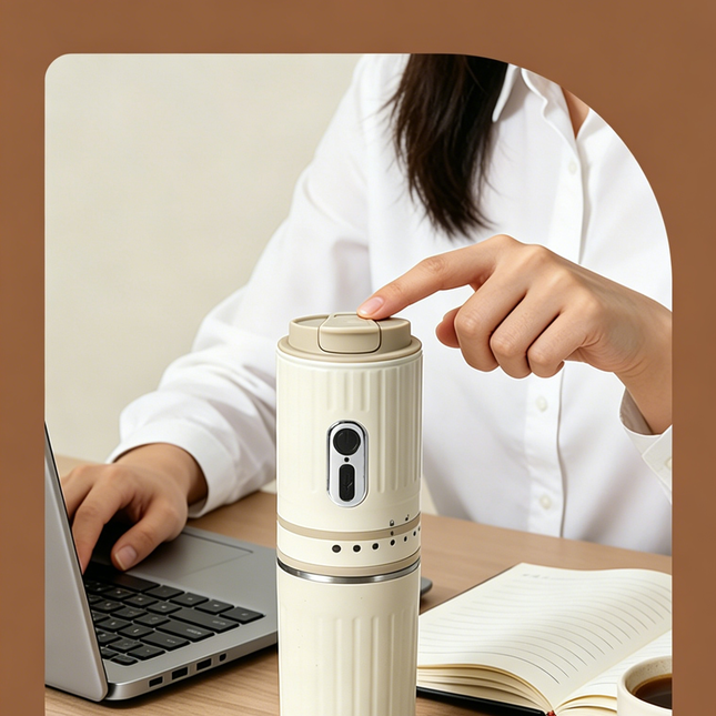 【Portable Electric Coffee Maker, All-in-One Grinder & Brewer with 7 External Adjustable Grind Settings, 1500mAh Rechargeable Battery, 304 Stainless Steel Cordless Drip Coffee Machine for Home Office Travel Camping】