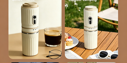 【Portable Electric Coffee Maker, All-in-One Grinder & Brewer with 7 External Adjustable Grind Settings, 1500mAh Rechargeable Battery, 304 Stainless Steel Cordless Drip Coffee Machine for Home Office Travel Camping】