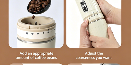 【Portable Electric Coffee Maker, All-in-One Grinder & Brewer with 7 External Adjustable Grind Settings, 1500mAh Rechargeable Battery, 304 Stainless Steel Cordless Drip Coffee Machine for Home Office Travel Camping】