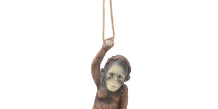 Baby Monkey Hanging Statue Exquisite Carving Resin Brown Monkey Sculptures for Trees Gardens