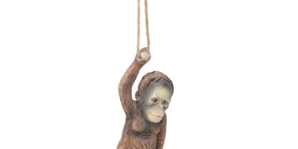 Baby Monkey Hanging Statue Exquisite Carving Resin Brown Monkey Sculptures for Trees Gardens