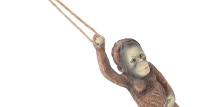 Baby Monkey Hanging Statue Exquisite Carving Resin Brown Monkey Sculptures for Trees Gardens