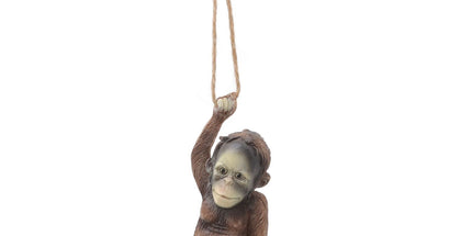 Baby Monkey Hanging Statue Exquisite Carving Resin Brown Monkey Sculptures for Trees Gardens