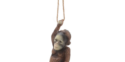 Baby Monkey Hanging Statue Exquisite Carving Resin Brown Monkey Sculptures for Trees Gardens