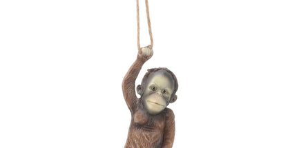 Baby Monkey Hanging Statue Exquisite Carving Resin Brown Monkey Sculptures for Trees Gardens