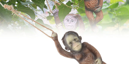Baby Monkey Hanging Statue Exquisite Carving Resin Brown Monkey Sculptures for Trees Gardens