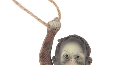 Baby Monkey Hanging Statue Exquisite Carving Resin Brown Monkey Sculptures for Trees Gardens
