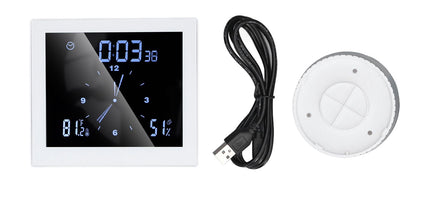 5in Wall Shower Clock Digital Timer Alarm Temperature Humidity Display Waterproof for Home BathroomWhite