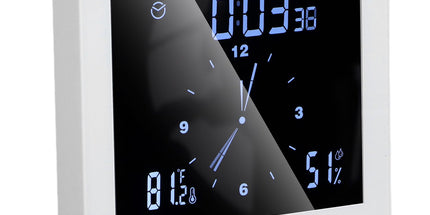 5in Wall Shower Clock Digital Timer Alarm Temperature Humidity Display Waterproof for Home BathroomWhite