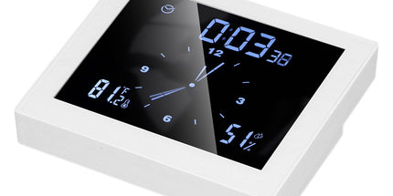 5in Wall Shower Clock Digital Timer Alarm Temperature Humidity Display Waterproof for Home BathroomWhite