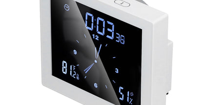 5in Wall Shower Clock Digital Timer Alarm Temperature Humidity Display Waterproof for Home BathroomWhite