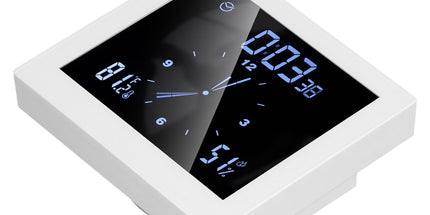 5in Wall Shower Clock Digital Timer Alarm Temperature Humidity Display Waterproof for Home BathroomWhite