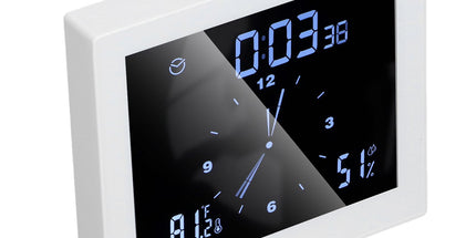 5in Wall Shower Clock Digital Timer Alarm Temperature Humidity Display Waterproof for Home BathroomWhite