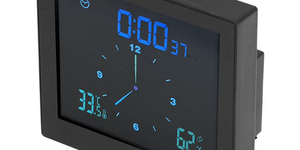 5in Wall Shower Clock Digital Timer Alarm Temperature Humidity Display Waterproof for Home BathroomBlack