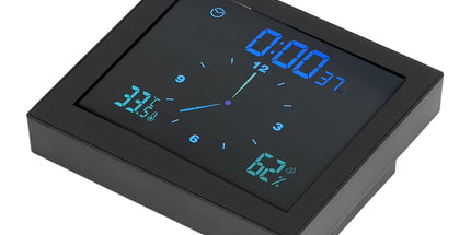 5in Wall Shower Clock Digital Timer Alarm Temperature Humidity Display Waterproof for Home BathroomBlack