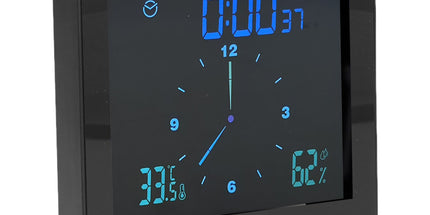 5in Wall Shower Clock Digital Timer Alarm Temperature Humidity Display Waterproof for Home BathroomBlack