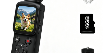 AT-M105 Pocket Gimbal Vlog Camera, 4K HD Handheld Video Camera，black，16GB