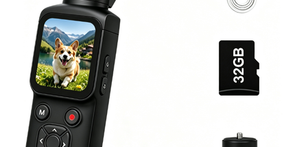 AT-M105 Pocket Gimbal Vlog Camera, 4K HD Handheld Video Camera，black，32GB