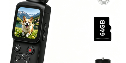 AT-M105 Pocket Gimbal Vlog Camera, 4K HD Handheld Video Camera，black，64GB