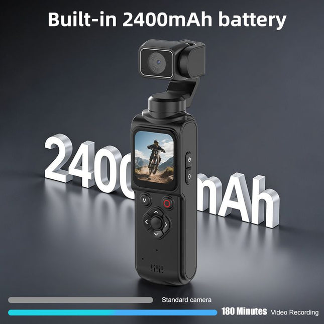 AT-M105 Pocket Gimbal Vlog Camera, 4K HD Handheld Video Camera，black，64GB