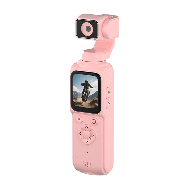 AT-M105 Pocket Gimbal Vlog Camera, 4K HD Handheld Video Camera，pink，32GB