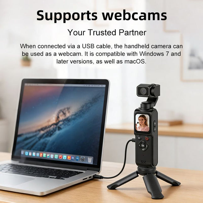 AT-M105 Pocket Gimbal Vlog Camera, 4K HD Handheld Video Camera，pink，32GB
