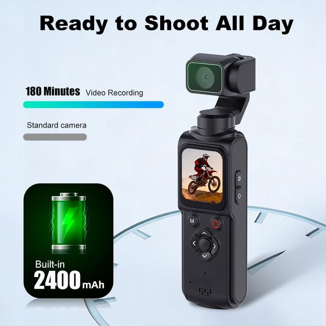 AT-M105 Pocket Gimbal Vlog Camera, 4K HD Handheld Video Camera，pink，64GB