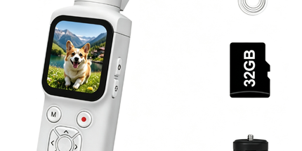 AT-M105 Pocket Gimbal Vlog Camera, 4K HD Handheld Video Camera，white，32GB
