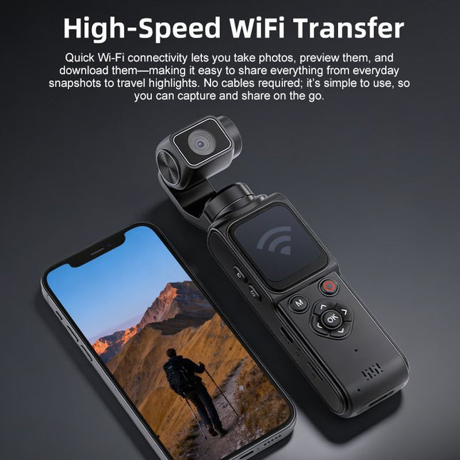 AT-M105 Pocket Gimbal Vlog Camera, 4K HD Handheld Video Camera，white，32GB