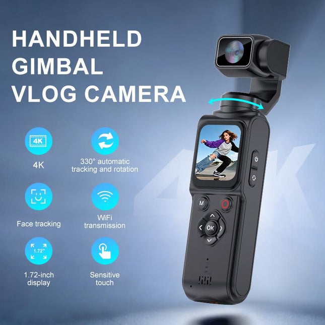 AT-M105 Pocket Gimbal Vlog Camera, 4K HD Handheld Video Camera，white，32GB