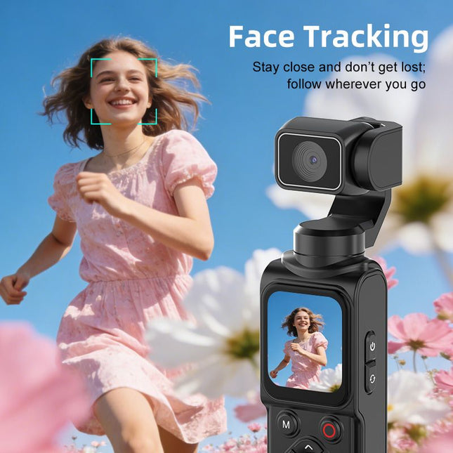 AT-M105 Pocket Gimbal Vlog Camera, 4K HD Handheld Video Camera，white，64GB