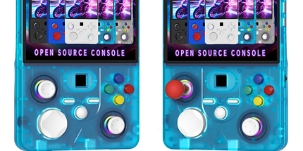 DC45V Retro Handheld Game Console, 4.5‑Inch HD IPS Full View Screen，transparent blue