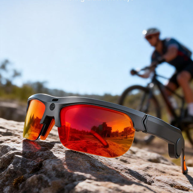 E08 Smart Bluetooth Cycling Sunglasses with Camera, UV400 Outdoor Sports Glasses，orange