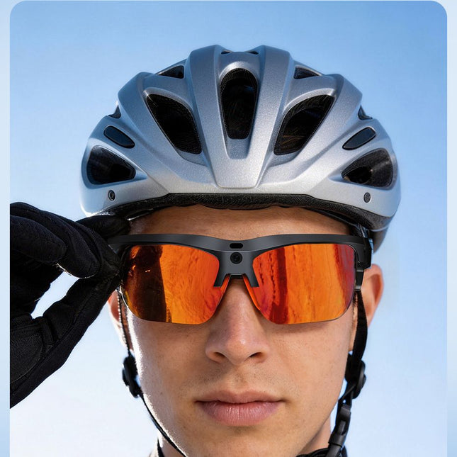 E08 Smart Bluetooth Cycling Sunglasses with Camera, UV400 Outdoor Sports Glasses，orange