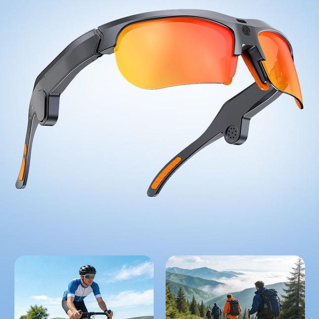 E08 Smart Bluetooth Cycling Sunglasses with Camera, UV400 Outdoor Sports Glasses，orange
